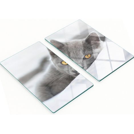 Tavole decorative multifunzionali da cucina in vetro temperato, colore grigio gatto, 2x30x52 cm (1/5)