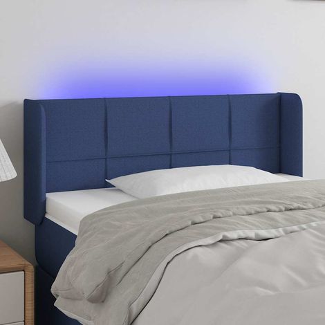 vidaXL Cabecero con LED de tela azul 103x16x78/88 cm (1/5)