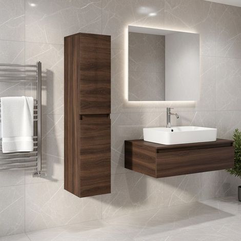 Colonna bagno sospesa mod. LOFT cm. 130 - Noce Scuro (1/2)