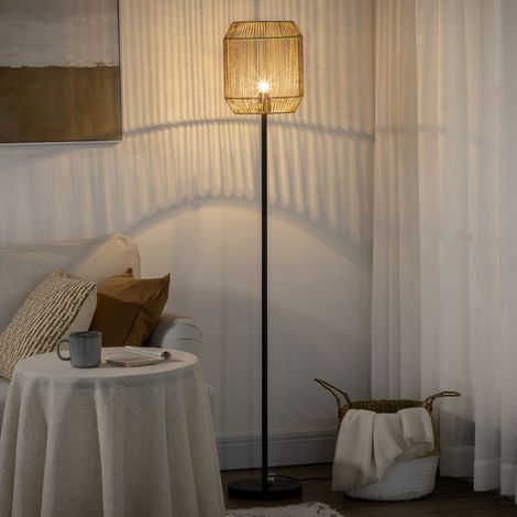 Ø 26 x 164H cm - Lampadaire sur pied salon abat-jour en corde de papier design naturel base E27 Max. 40W (1/4)