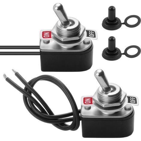 Interruptor basculante de 2 piezas y 2 posiciones, placa de interruptor de encendido/apagado de 3A 250V 6A 125V, precableado ON/OFF SPST y tapa impermeable para modificación eléctrica de automóviles, (1/5)