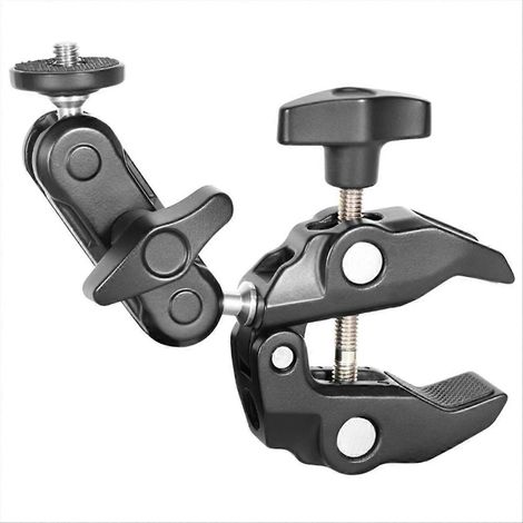 Robuste Metallklemme, 360°-Kugelkopf, Magic Arm, Doppelkugelkopfadapter, 1/4"-Schraube, 3/8"-Gewinde, für Kamera, Monitor, LED-Beleuchtung (1/5)