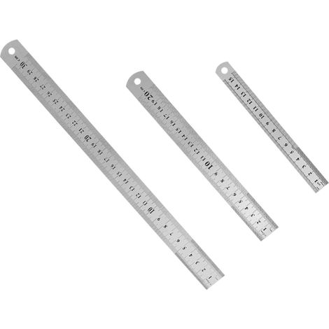 Baluue Lot de 3 règles double face en acier inoxydable pour (1/5)
