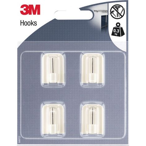 4er Set 3M Klebehaken, weiß 3M