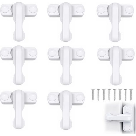 8 Pièces Serrures de Sécurité pour Fenêtres à Guillotine, Verrou avec 16 Vis, Serrures de Porte en Plastique pour UPVC/PVC Portes et Fenêtres et Sécurité à la Maison (1/4)