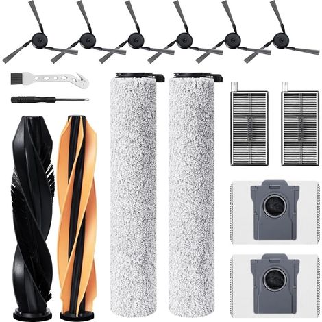 Kit di accessori per robot aspirapolvere Dreame Aqua10 Ultra Roller Complete: 1 spazzola principale, 6 spazzole laterali, 2 spazzole a rullo, 2 filtri, 2 sacchetti per la polvere, 1 spazzola per la pu (1/5)