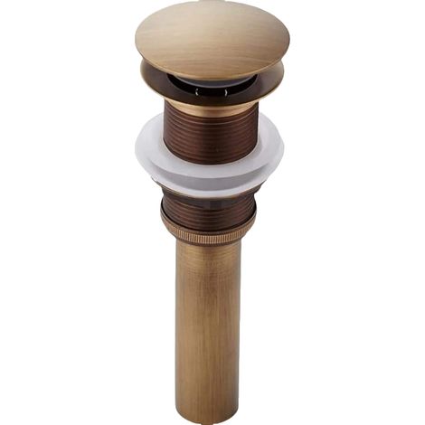 Bonde Pop-up Rétro Clic-Clac Laiton Bronzé Anti-Trop-Plein, Vidange Universelle pour Évier et Vasque, Mécanisme Sans Perçage, Draineur de Lavabo avec Siphon Intégré (1/5)