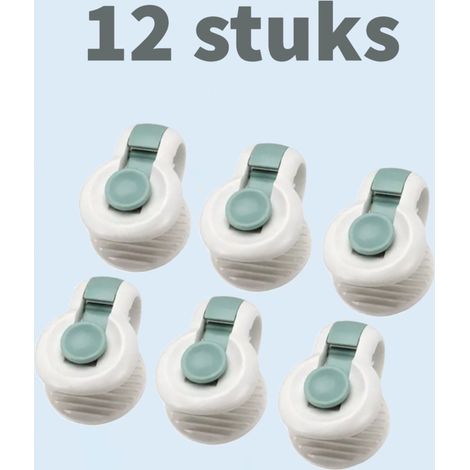 Stabile Bettdeckenclips – Bettdeckenklammern – Bettdeckenhalter – Bettbezugclips – 12 Stück – Weiß/Grün (1/5)