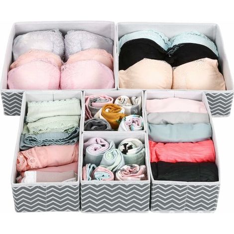 royaluxe - bien. par Amazon Lot de 6 tiroirs à sous-vêtements, bacs de rangement pliables pour armoires et tiroirs de placard, paniers de rangement pour chambre d'enfant, gris,