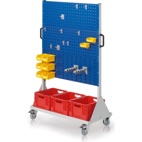 Kappes RasterMobil® mobiler Arbeitsplatzschrank Größe 4 1580x1000x500mm 4 Lochplatten 2 Schlitzplatten 31-teilig enzianblau