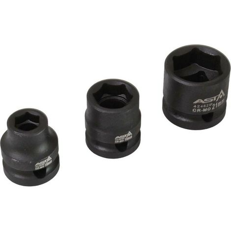 Asta – Juego de 15 boquillas de impacto ultra cortas 6 panes cuadrados 1/2 de 10 a 24 mm (1/2)