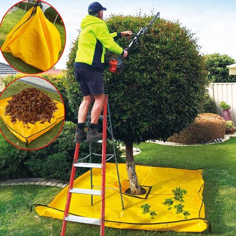 Bâche pour ramasser les feuilles, 2 x 2 m, pour jardin de paysage, bâche d'élagage d'arbre avec poignées en sangle, boucles d'angle pour une collecte facile des feuilles, attrape-fruits pour (1/5)