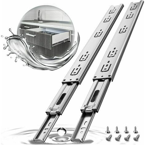 300 mm Metall-Schubladenschienen mit Kugellager, Edelstahl, Tragkraft 45 kg, 1 Paar (2 Stück) (1/4)