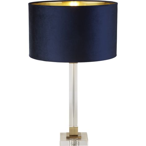 Lampada da tavolo Scarborough - Cristallo, metallo ottone e velluto blu navy (1/5)