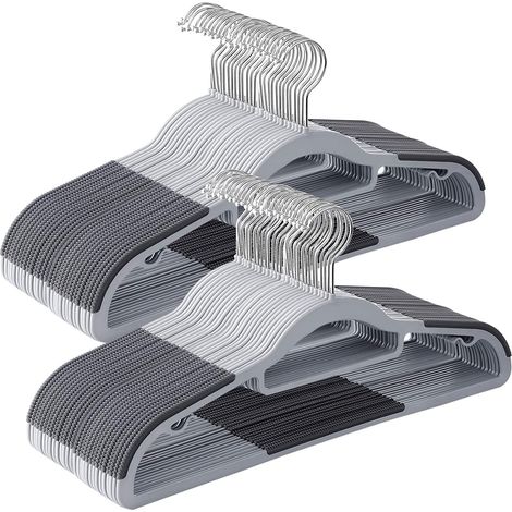 Set di 50 grucce grucce robuste in plastica antiscivolo salva-spazio spessore 0 6 cm gancio girevole a 360° lunghezza 42 cm grigio 120000115