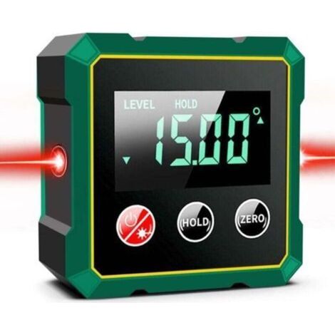 Inclinomètre Magnétique Numérique avec Laser Electronique, Niveau Numérique USB Rechargeable, Base Magnétique Forte et Ecran LCD Rétro-éclairé, Rapporteur Inclinomètre pour le Travail du Bois (A) (1/5)