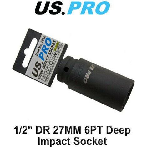 US PRO 27mm 1/2 dr 6pt Deep Impact Socket 2092 (1/2)
