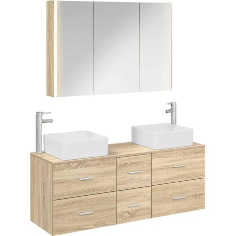 Ensemble de mobilier de salle de bain 4 pcs Chêne Sonoma vidaXL (1/5)