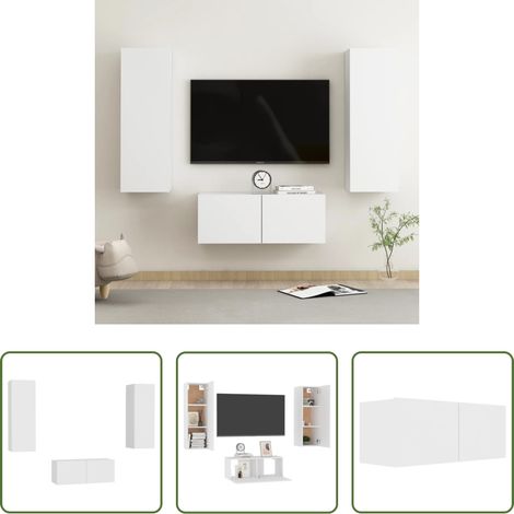 Fernsehschrank -  3-tlg. TV-Schrank-Set Weiß Holzwerkstoff (1/5)