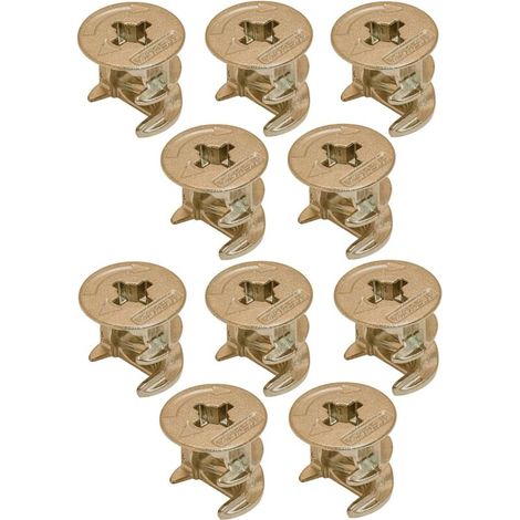 10x Ecrou boitier excentrique raccord pièce rechange connecteur serrage joint meuble connexion tiroir armoire réparation, nickel avec bord 15x19mm (1/5)