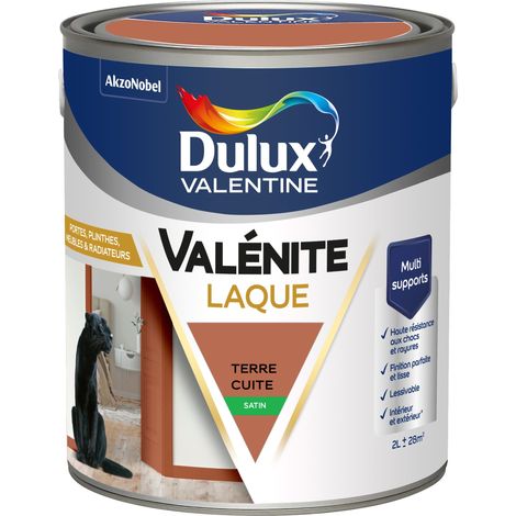 Dulux Valentine Peinture Laque Valénite Intérieur et Extérieur Multi-supports - Finition parfaite et lisse, Haute Résistance - Satin Terre Cuite 2 L (1/4)