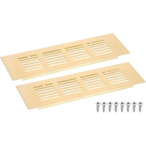 Grille D’Aération, 2Pcs 200 X 60mm - Grille de Retour D’Air en Maille D’Alliage D’Aluminium, Grille de Ventilation à Persiennes Rectangulaire pour Armoire à Chaussures (Doré) (1/5)