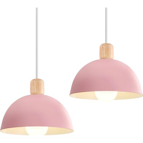 2PCS 20CM Lustre En Métal Vintage Suspension Luminaire Moderne Lampe À Suspension D'Intérieur Simple E27, Rose Pour Restaurant Cuisine