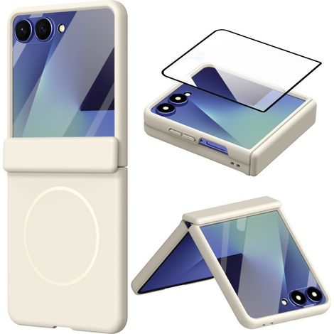 Custodia Flip 8 per Samsung Galaxy Z con coperchio a cerniera e vetro protettivo esterno per MagSafe, bianca (1/5)