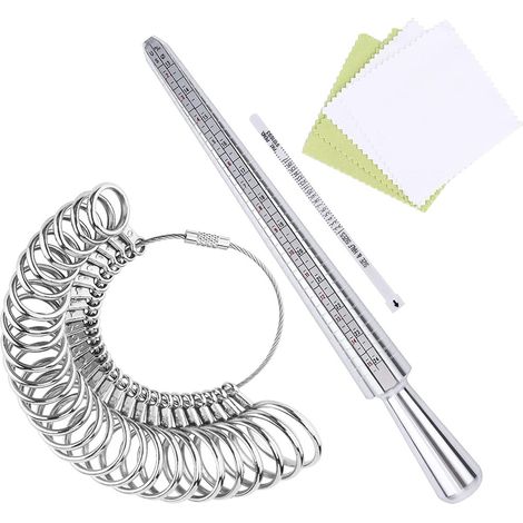 Sollbry Baguier Calibreur de 41 à 76 Mesure de Taille de Doigt Jauge Anneaux Outil de Bague avec 3 Echelles de Mesure (eu, us, uk) (1/5)