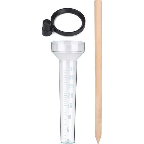 Type Simple Pluviomètre,Outils De Technicien Agricole Record D'observation De Pluie,Tasse À Mesurer en Plastique De Picoseconde avec Le Petit Bâton en Bois (1/5)
