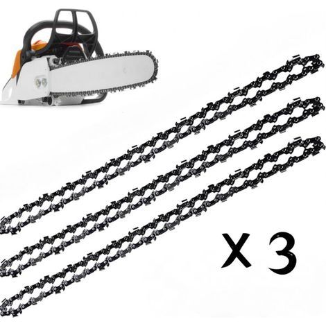 Lot de 3 chaînes de tronçonneuse 20 pouces – 76 maillons – Pas de 325'' – Acier importé pour coupe lisse et rapide (1/4)