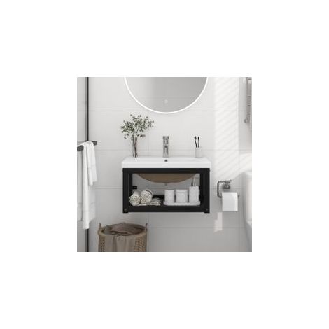 Cadre de lavabo de salle de bain vasque à encastrer Noir Fer