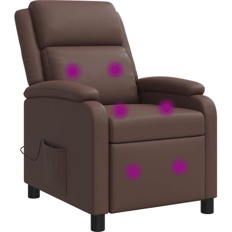 Massage Recliner Brown Faux Leather vidaXL