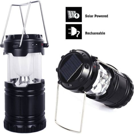 Torche Lanterne - LED 6 W - Rechargeable Solaire et Piles AA - Pour Camping Secours Domestique - 1 Pièce (1/3)