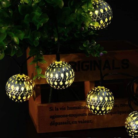 String Lights - 40 Led Solar Powered Metal Globe Lanterns - Waterproof Outdoor Fairy Lights For Garden Wedding Christmas Decorations - 1 Piece (1/5)