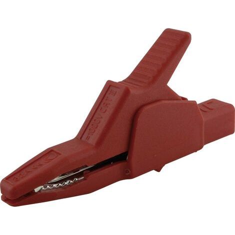 PINCE CROCO DE SÉCURITÉ SKS HIRSCHMANN AK 2 B 2540 I ENFICHABLE 4 MM CAT II 1000 V ROUGE 972405101 (1/2)