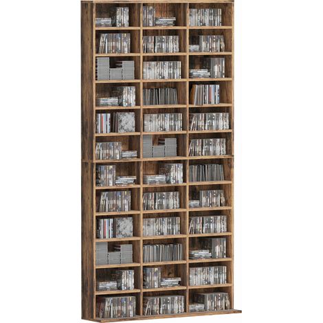 CD Storage Unit with Adjustable Shelves, 102 x 195 cm, Rustic Brown