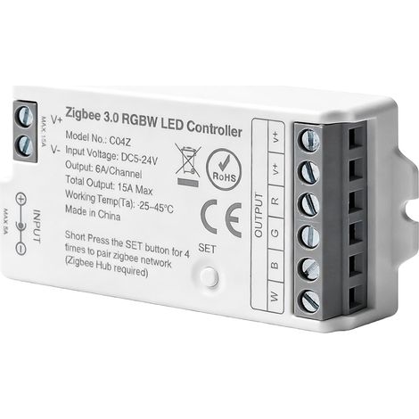 Contrôleur LED ZigBee 3.0 : Bande LED RGB C04Z, variateur PWM intelligent compatible Echo et HomeKit, pont ZigBee requis, 5-24 V CC, pour éclairage intelligent individuel (1/5)