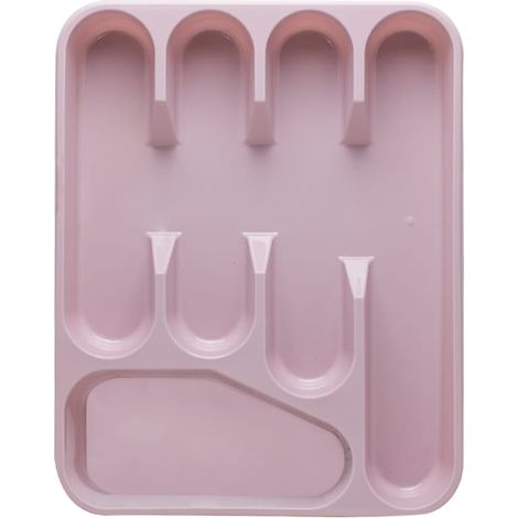Portaposate dimensione 33,5x26,5x4,5 cm - Con 5 scomparti per posate e utensili in cucina - Rosa (1/5)