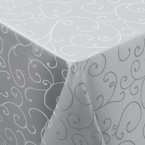 Nappe lavable avec ornements, 140x240 cm, rectangulaire, gris