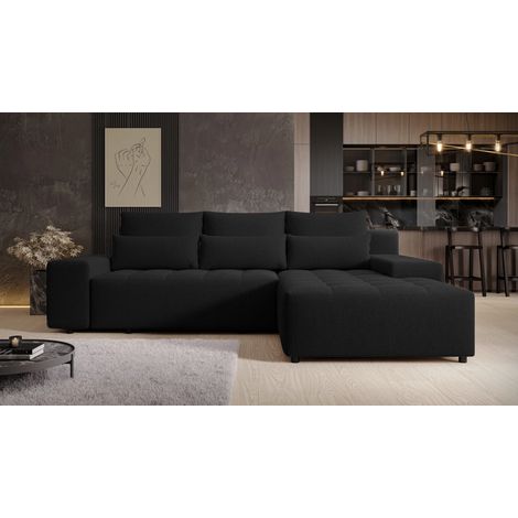 AX LIVING Ecksofa mit Schlaffunktion Alvorada 280 cm schwarz