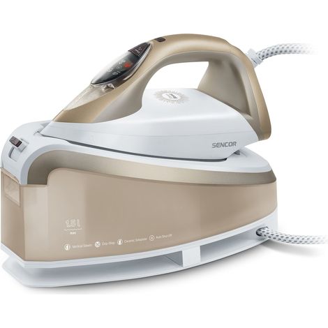 Sencor Ferro da Stiro a vapore con Caldaia, 2400W, Vapore 130 g/min, Colpo di Vapore 395 g/min, Serbatoio 1,5L, Piastra in Ceramica, Stiratura Verticale, Sistema Anticalcare, Funzione ECO, Anti-Goccia (1/2)