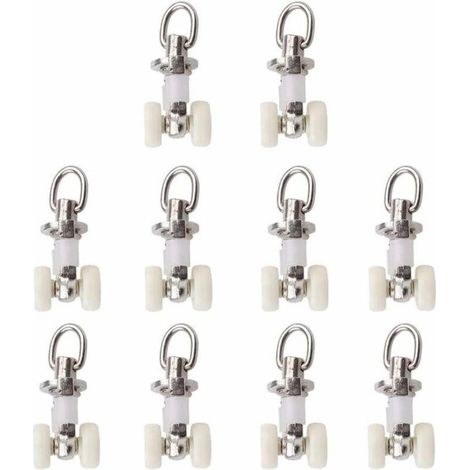 Rodillos dobles de plástico para rieles de cortinas con ruedas de aleación de aluminio, 10 unidades en total. (1/5)