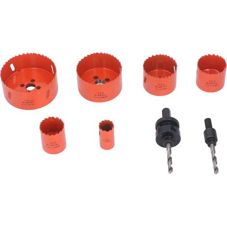 8-teiliges HSS-Lochsägen-Set (orange, geringe Festigkeit), Kunststoffschneidwerkzeuge mit Aufbewahrungsbox (1/5)