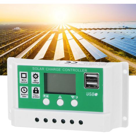 50-A-LCD-Solarladeregler, automatischer 12-V-/24-V-PWM-Solarpanelregler mit großem Display, zwei 5-V-USB-Anschlüssen und multifunktionalem Schutz (1/5)