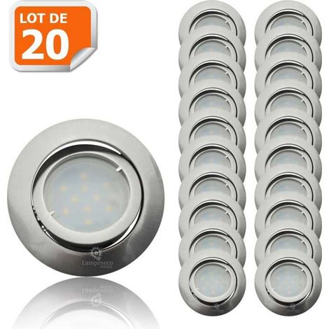 Lot de 20 Spot Led Encastrable Complete Satin Orientable lumière Blanc Chaud eq. 50W ref.209 (1/5)