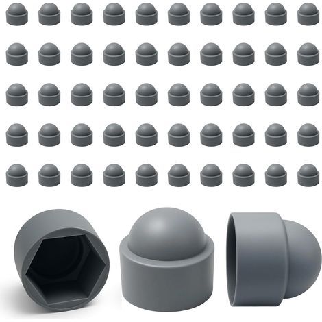 50 M6-Mutternkappen – 10-mm-Schlüsselweite – Muttern- und Schraubenschutz – Robuste graue Kunststoffkappen – Dekorative Schraubenabdeckungen, Rostschutz und sauberes Finish – Heimwerkerbedarf (1/5)