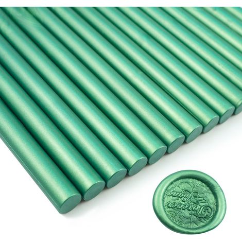 Bâtons de sceau de cire, 15 Pièces Pistolet à colle Bâtons de scellement en cire, pour lettres Cartes de vœux Scellement de vin Artisanat Invitations de mariage et de fête(Pine Green) (1/5)