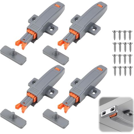 4er-Pack Türschnäpper zum Öffnen durch Drücken, selbstschließender Riegel, starke 30N-Feder für Küchenschränke, Schränke, Kleiderschränke (1/5)