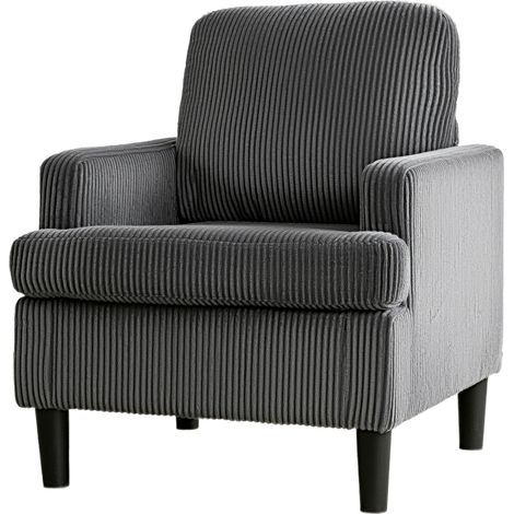YODOLLA Armchair Grey Corduroy - Cosy Tub Accent Cuddle Chair for Living Room, Bedroom & Reading Nook